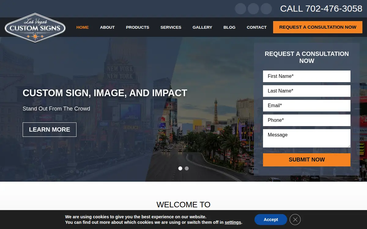 Homepage of Las Vegas Custom Signs LLC