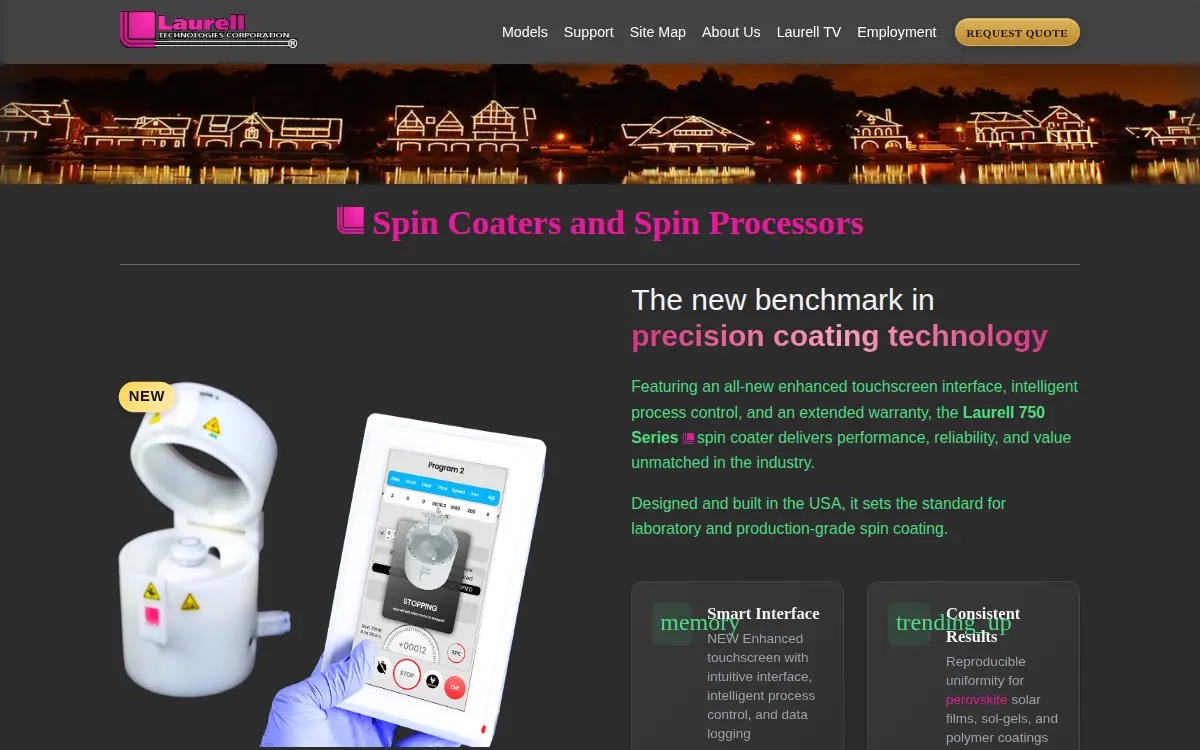 Homepage of Laurell Technologies CORP