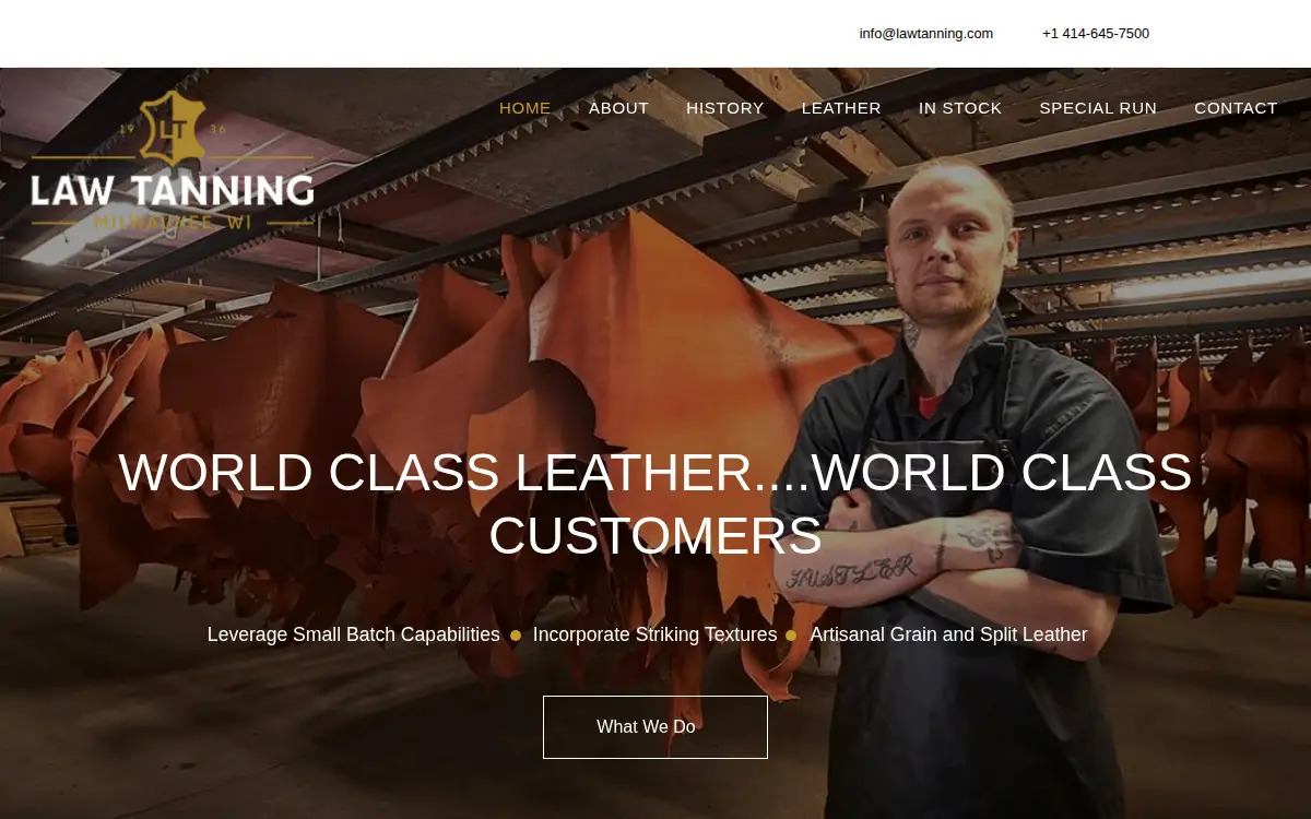 Homepage of Law Tanning CO. LLC