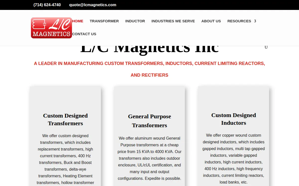 Homepage of L/c Magnetics INC.