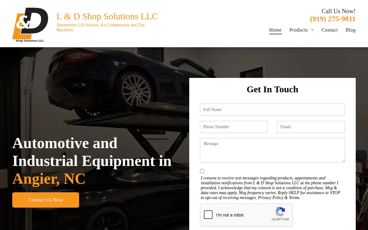 Homepage of L & D Shop Solutions LLC