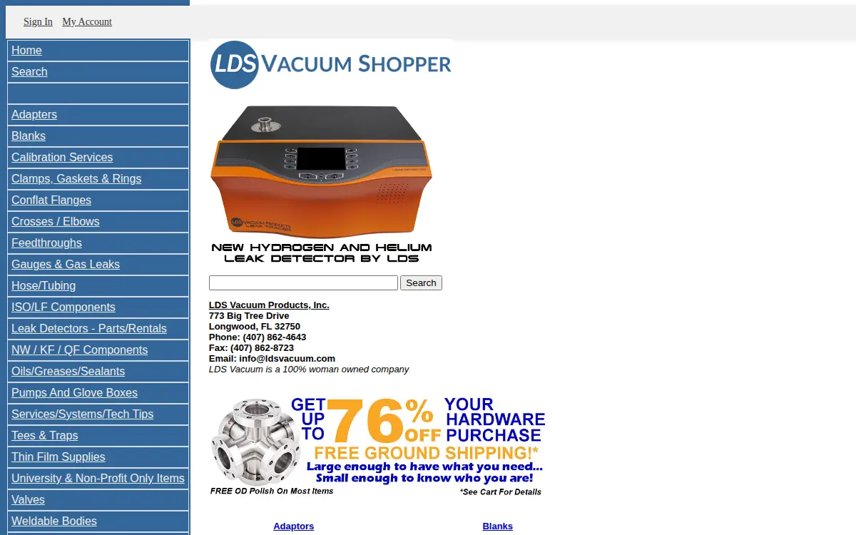 Homepage of Lds Vacuum Products, INC.