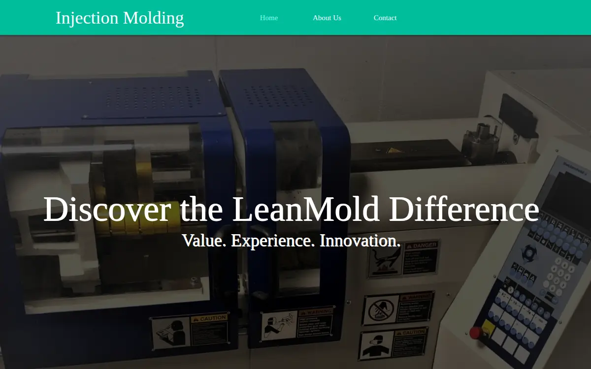 Homepage of Leanmold, LLC
