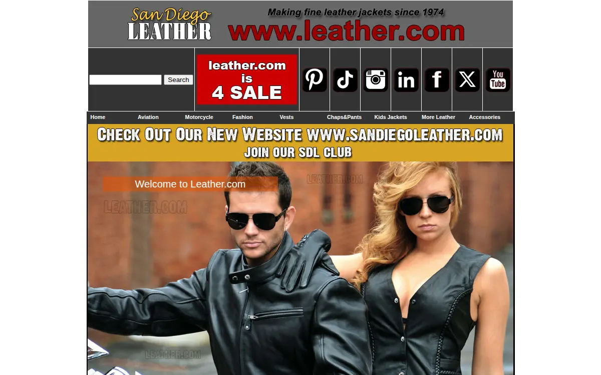 Homepage of San Diego Leather, INC