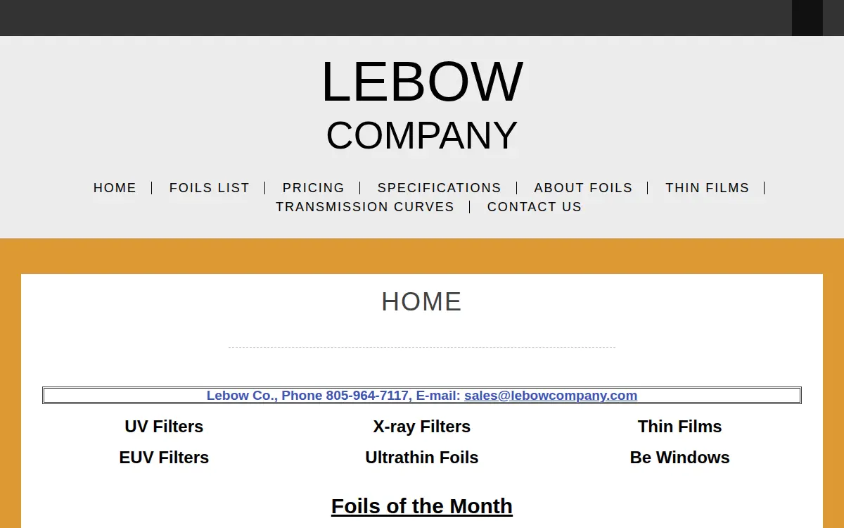 Homepage of Lebow Corporation
