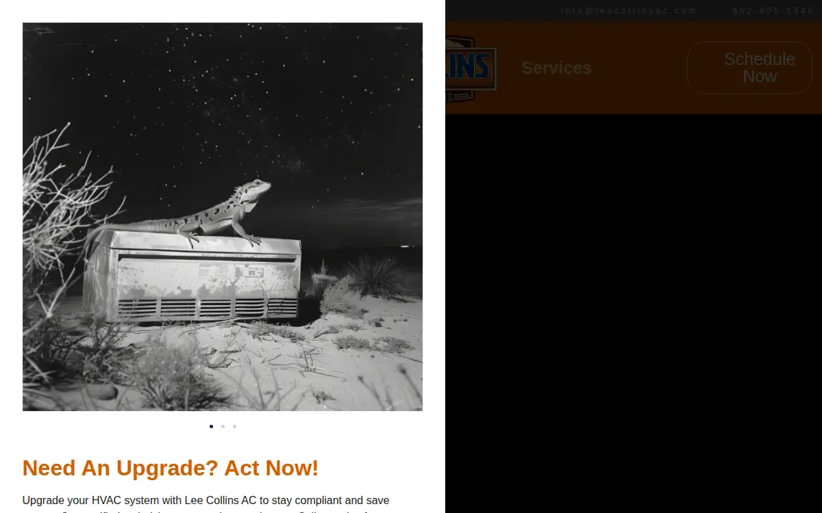 Homepage of Lee Collins Air Conditioning Company