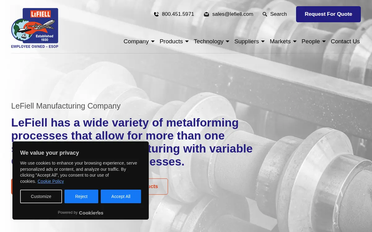 Homepage of Lefiell Manufacturing Company