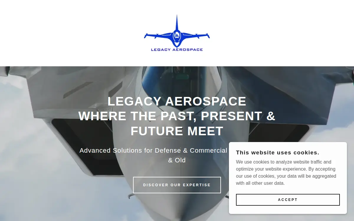 Homepage of Legacy Aerospace LLC
