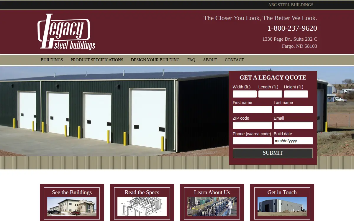 Homepage of Legacy Steel Building, INC.