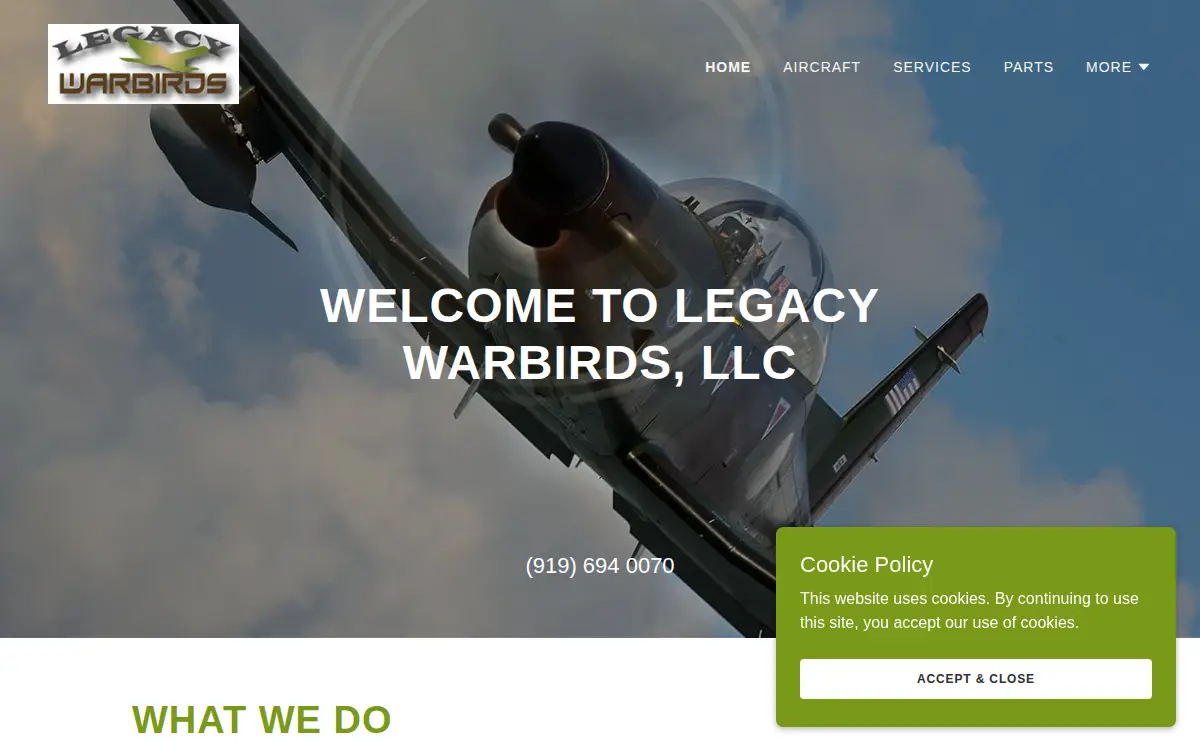 Homepage of Legacy Warbirds LLC