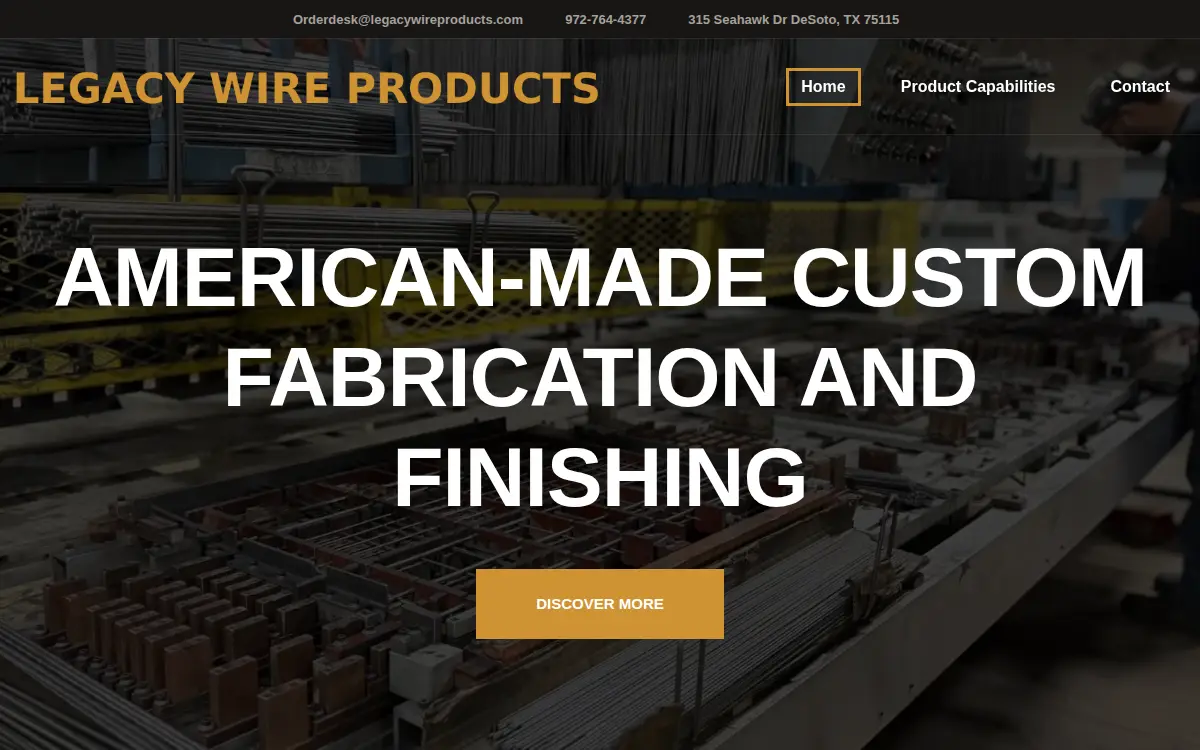 Homepage of Legacy Wire Products INC
