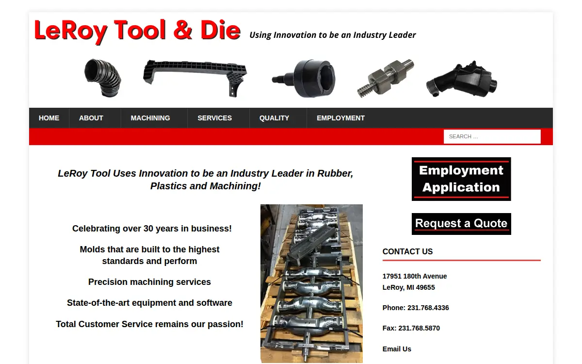 Homepage of Leroy Tool & Die INC