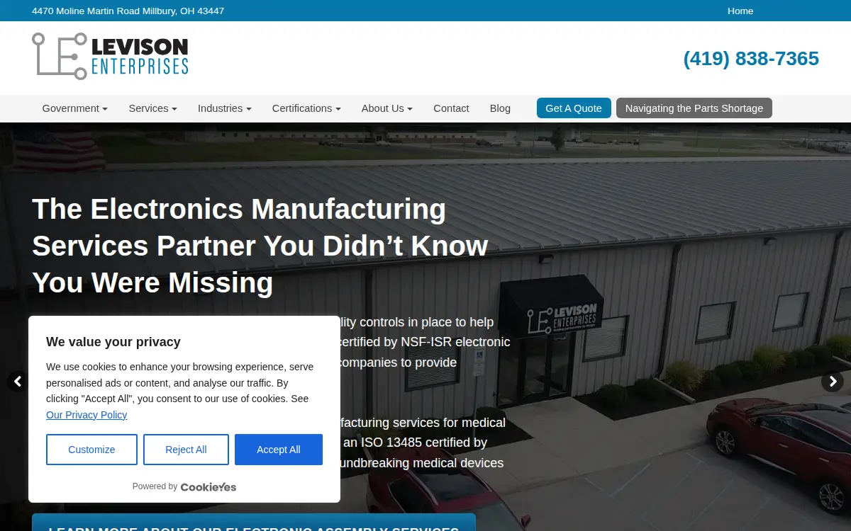 Homepage of Levison Enterprises LLC