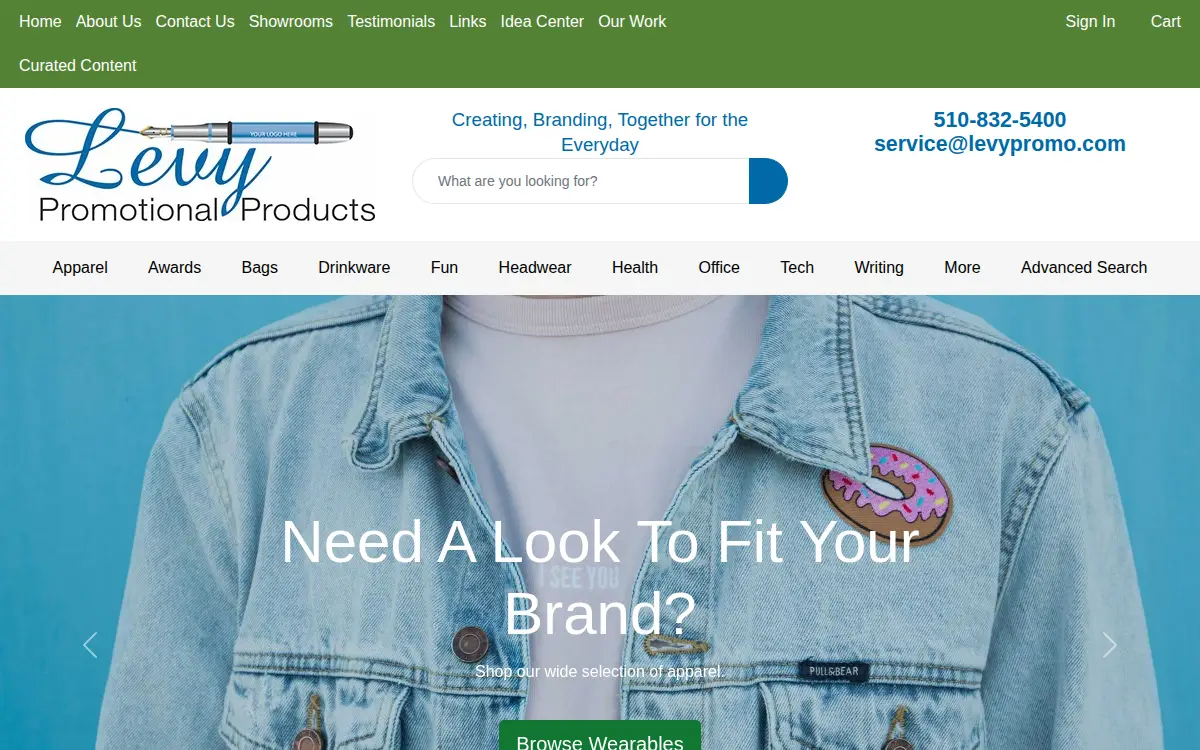 Homepage of Levy Promotional Products, INC