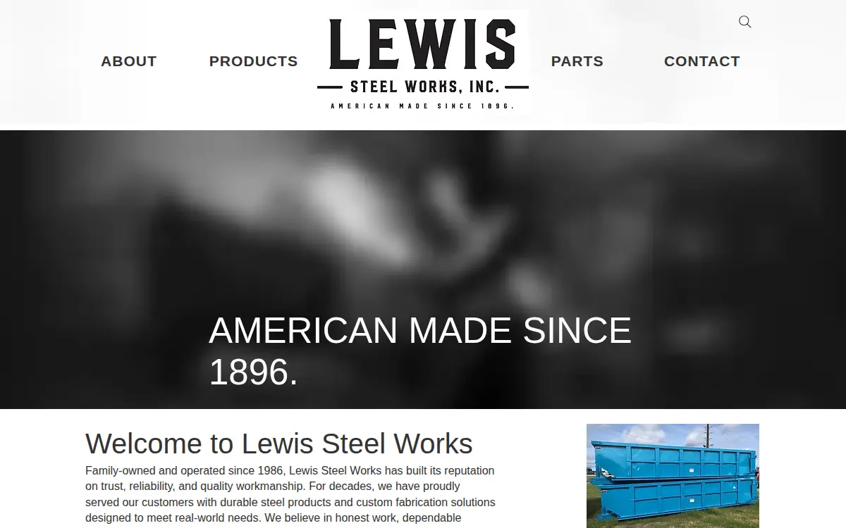 Homepage of Lewis Steel Works, INC.