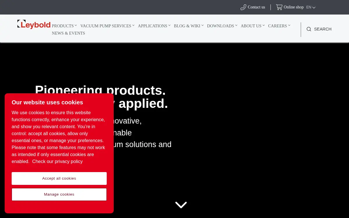 Homepage of Leybold USA INC.
