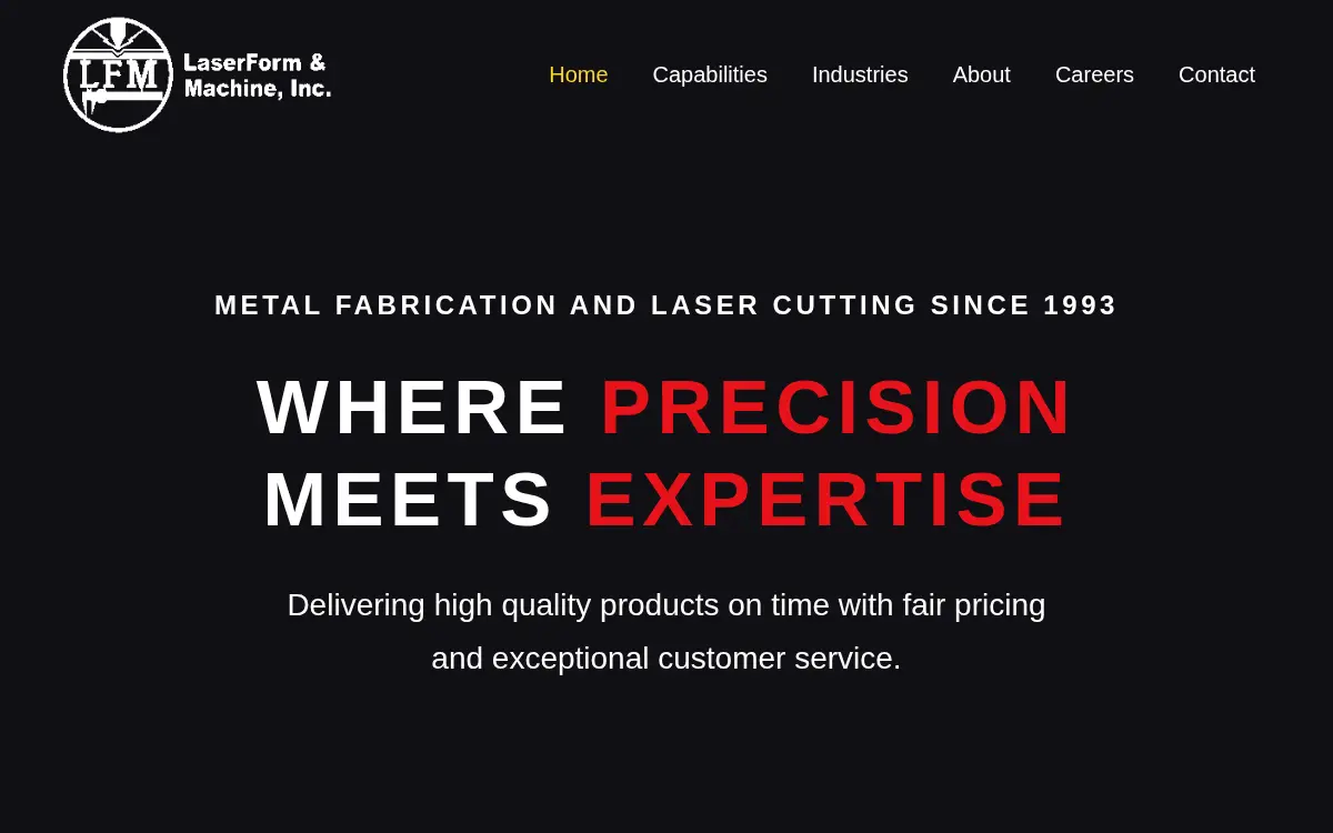 Homepage of Laserform & Machine INC