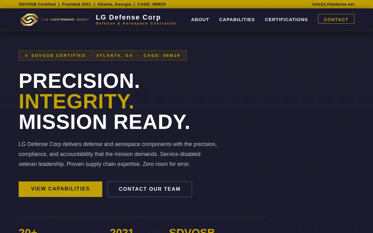 Homepage of Lg Defense CORP