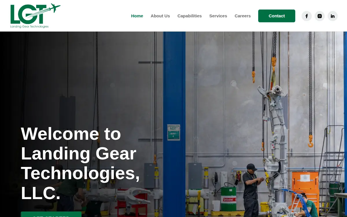 Homepage of Landing Gear Technologies, LLC