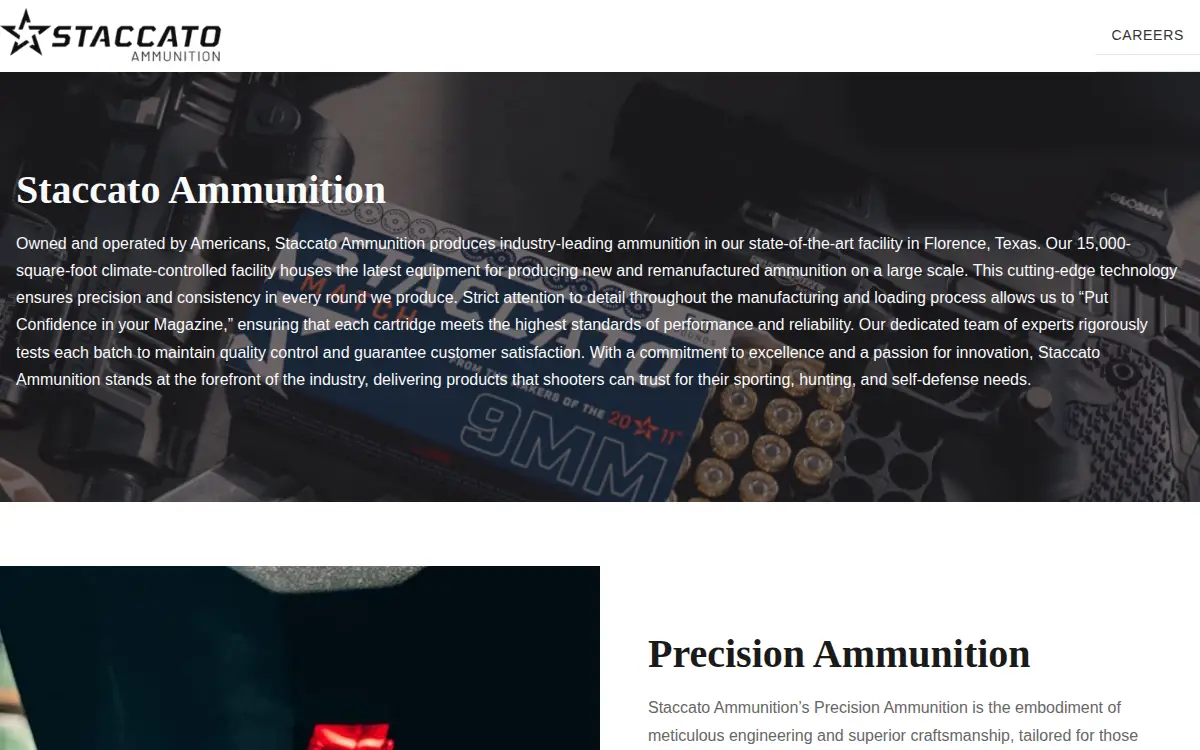 Homepage of Longhorn Ammunition, LLC