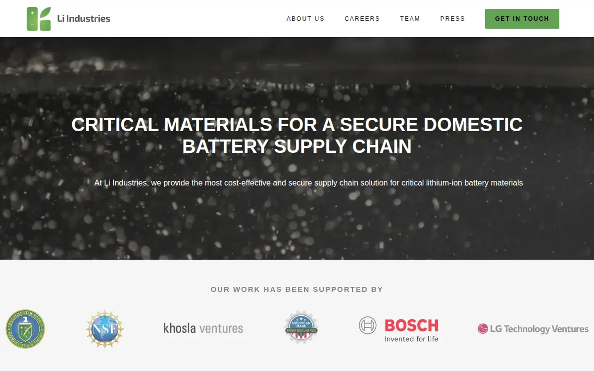 Homepage of Li Industries, INC.