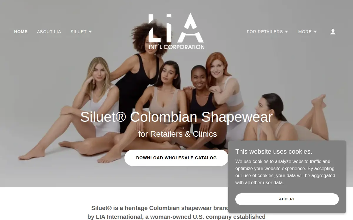 Homepage of Lia International Corporation