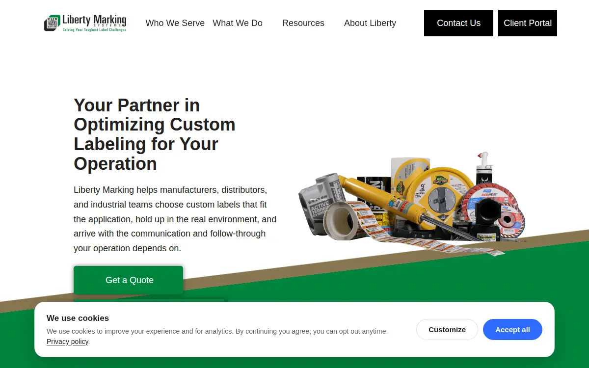 Homepage of Liberty Marking Systems INC