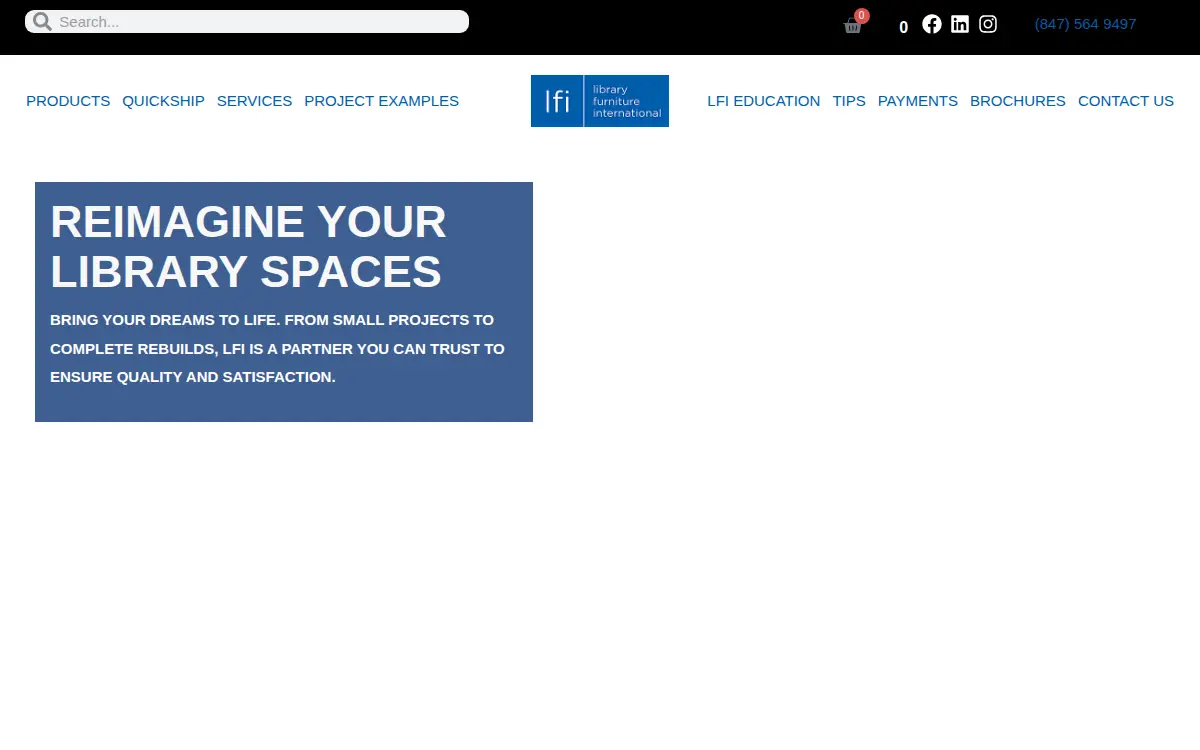 Homepage of Library Furniture International, LLC.