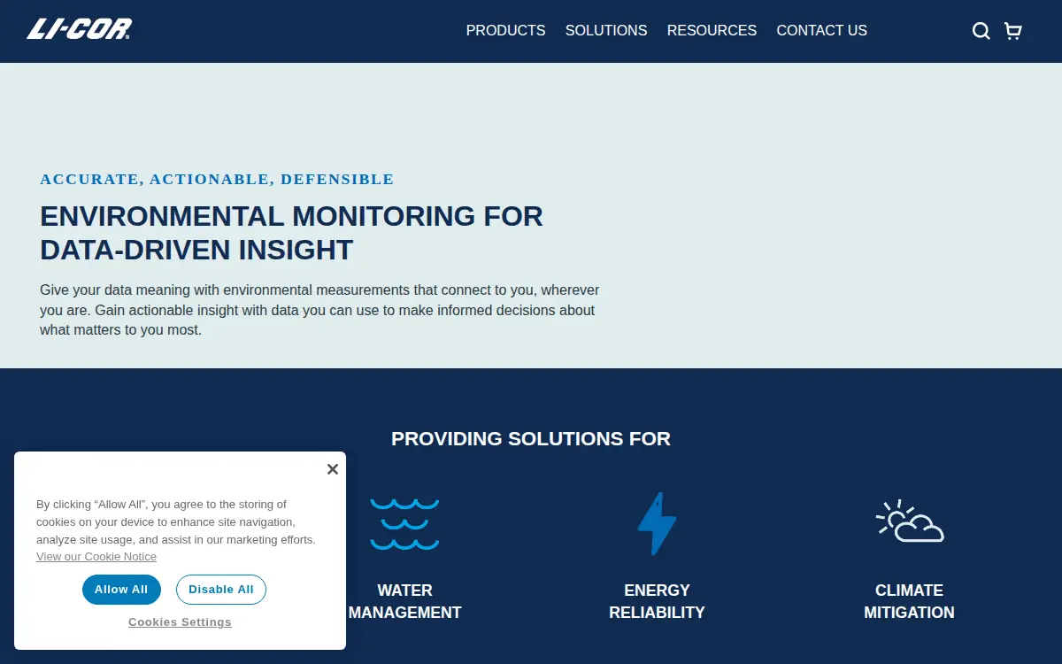 Homepage of Li-cor, INC.