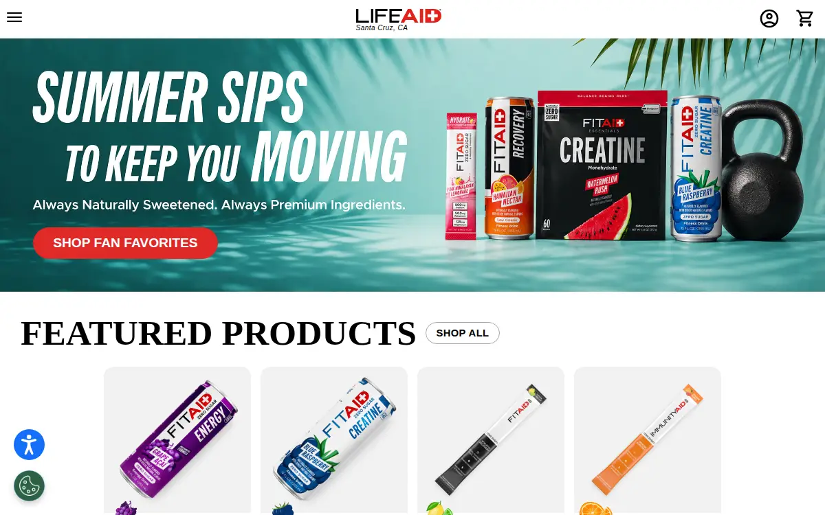 Homepage of Lifeaid Beverage Company, LLC