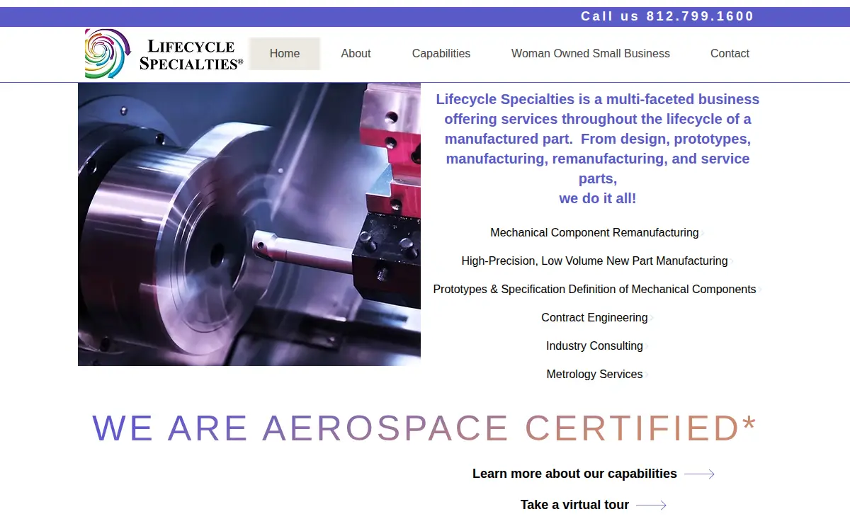 Homepage of Lifecycle Specialties, LLC