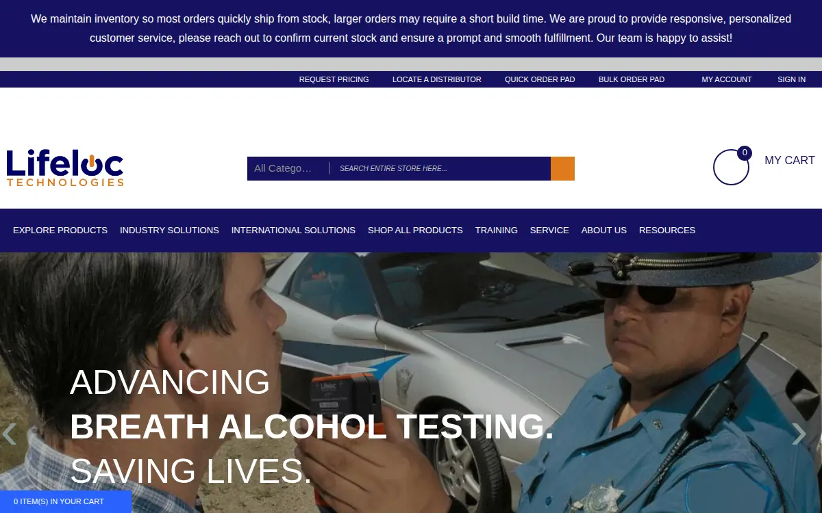 Homepage of Lifeloc Technologies, INC.