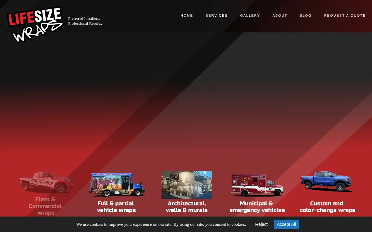 Homepage of Lifesize Wraps, LLC