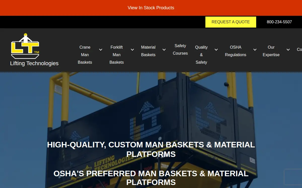 Homepage of Lifting Technologies, LLC