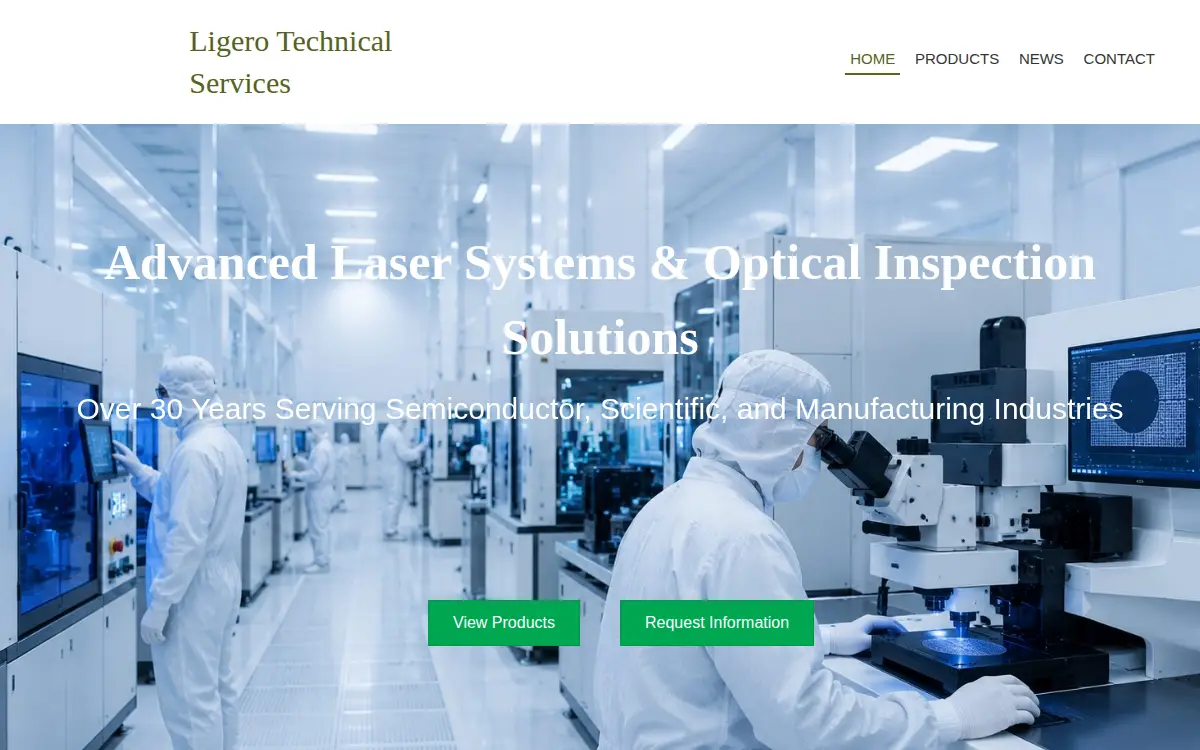 Homepage of Ligero Technical Services, LLC