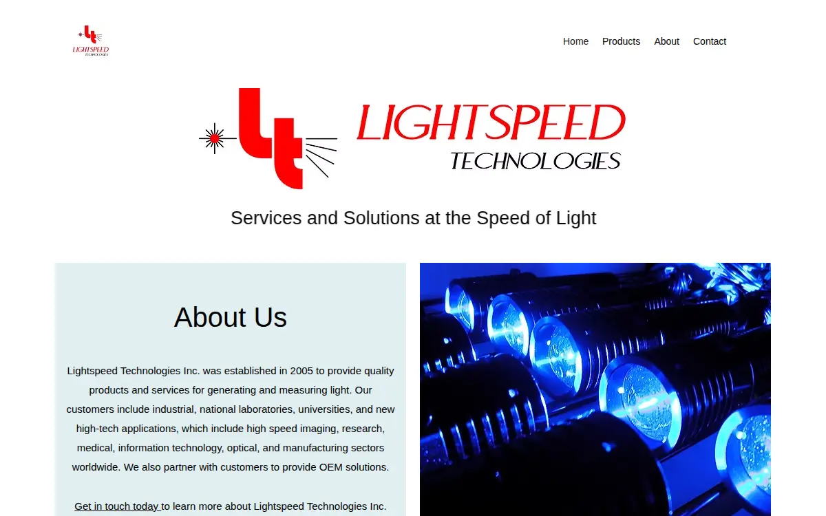 Homepage of Lightspeed Technologies INC.