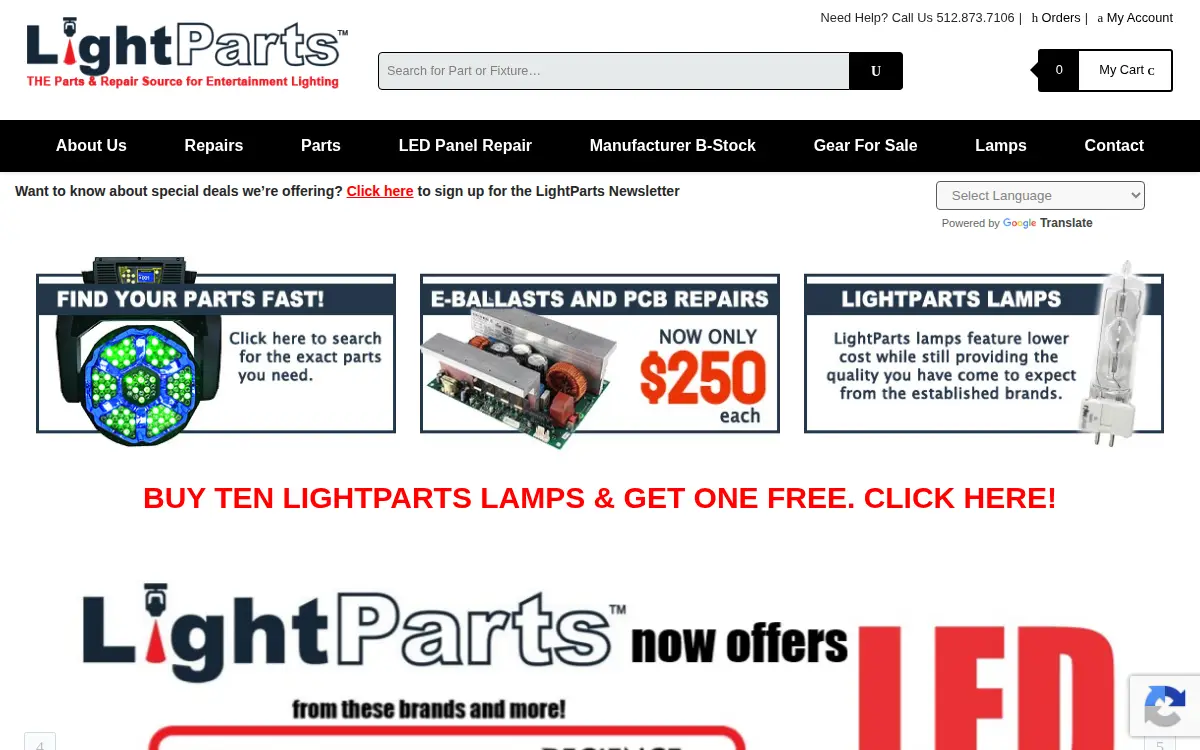 Homepage of Lightparts INC.