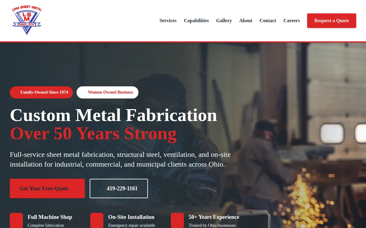 Homepage of Lima Sheet Metal Machine and Mfg., INC