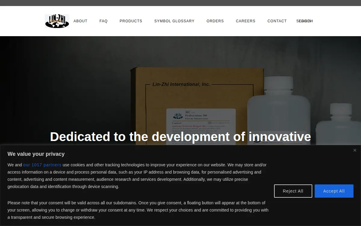 Homepage of Lin-zhi International, INC.