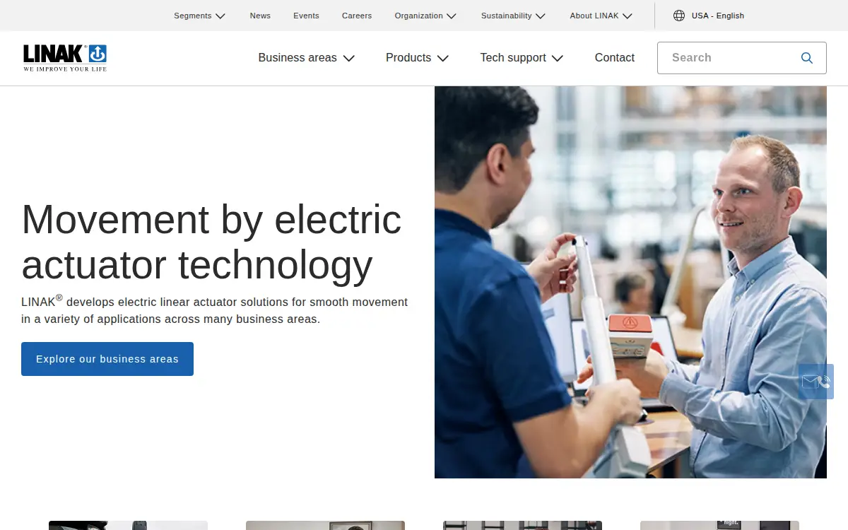 Homepage of Linak U.s. INC.