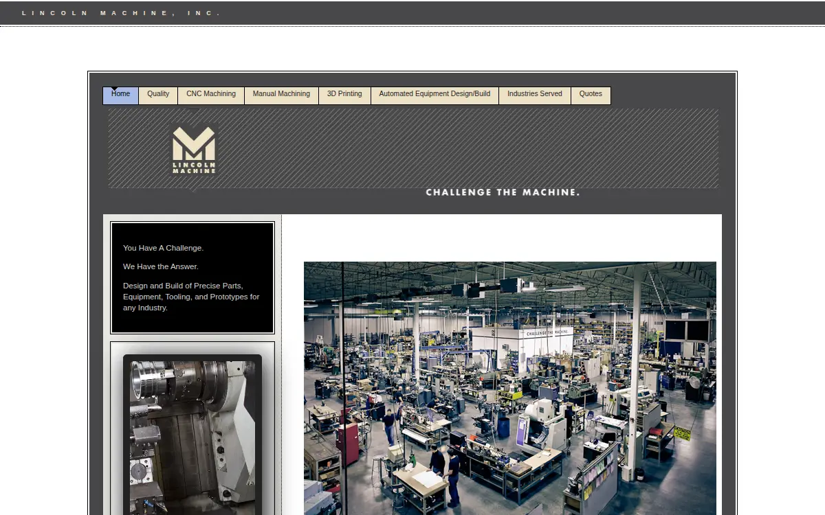Homepage of Lincoln Machine, INC