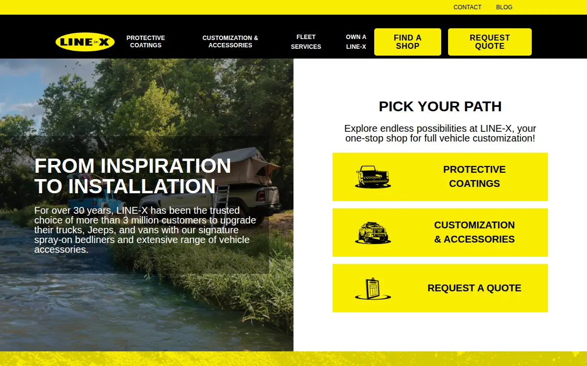 Homepage of Line-x LLC