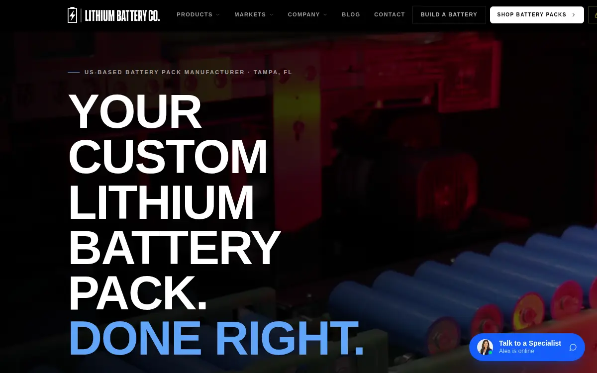 Homepage of Lithium Battery Company Intl, LLC