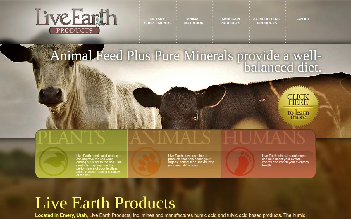 Homepage of Live Earth Products, Incorporated
