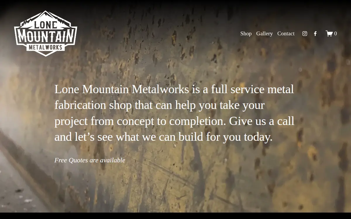 Homepage of Lone Mountain Metalworks LLC