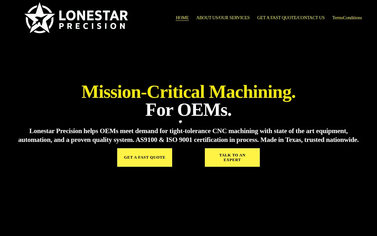 Homepage of Lonestar Precision INC.