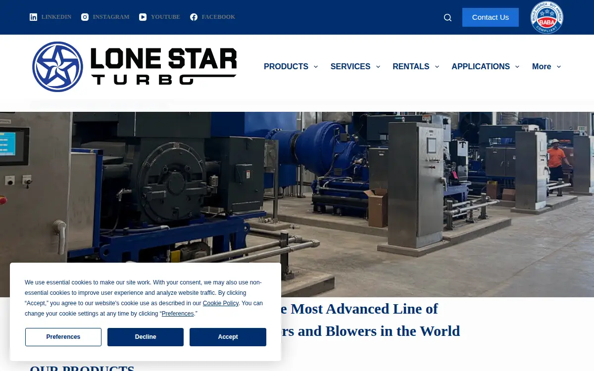 Homepage of Lone Star Blower, INC.