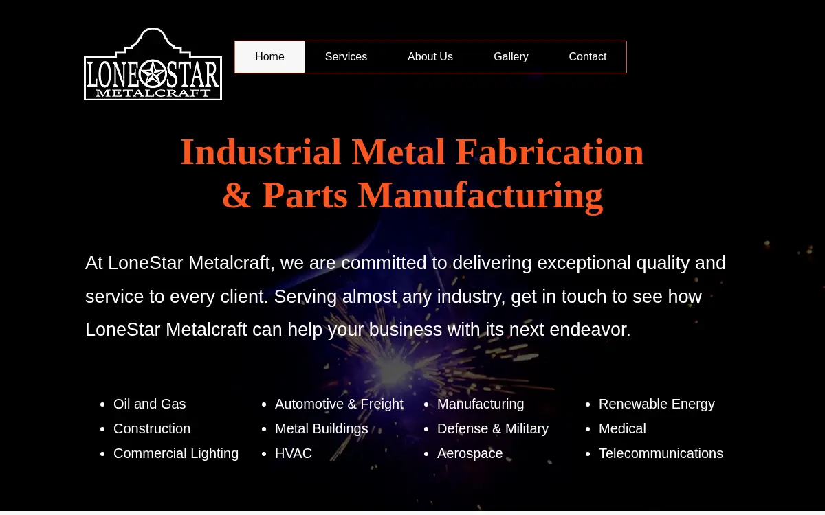 Homepage of Lonestar Metalcraft LLC
