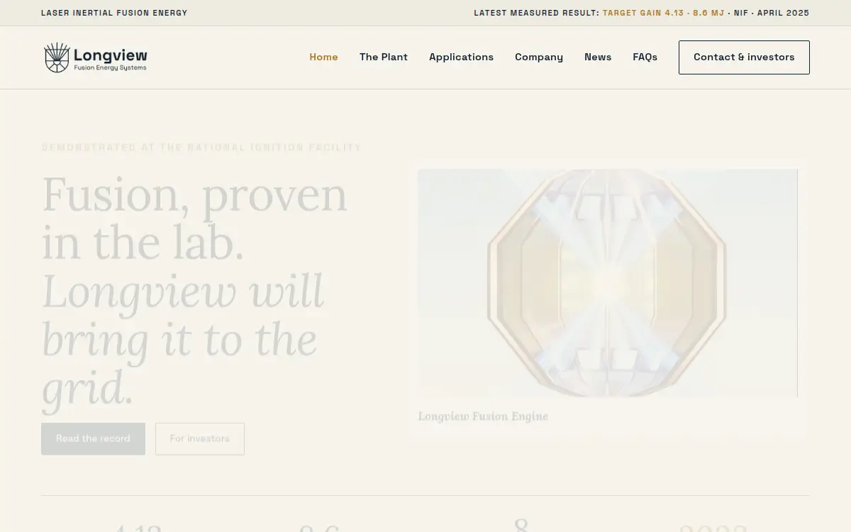 Homepage of Longview Fusion Energy Systems, INC.