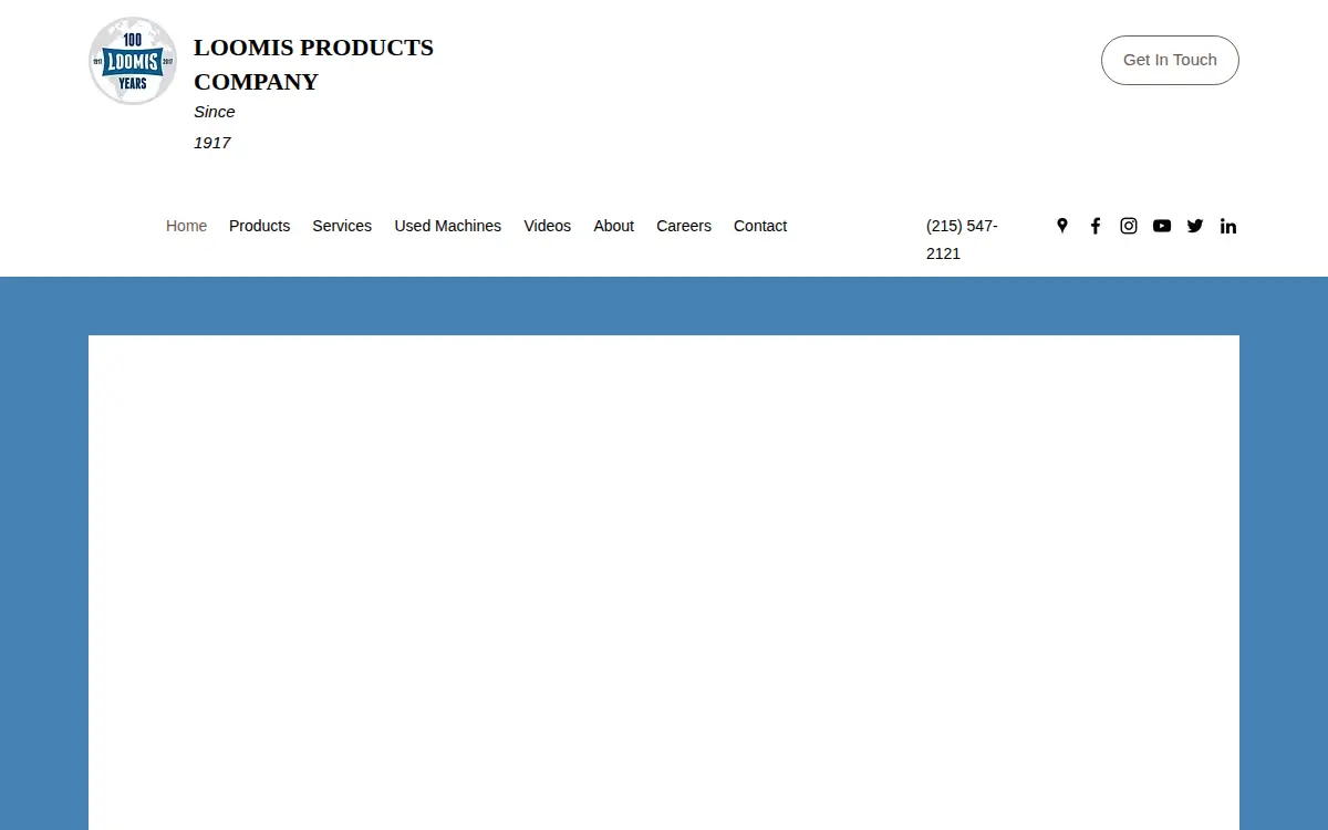 Homepage of Loomis Products Company